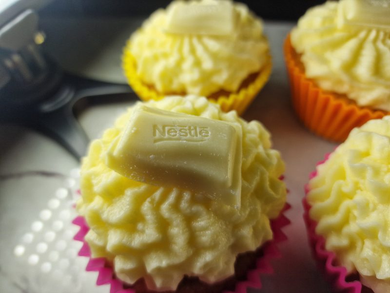 Milkybar and Lemon Curd Cupcake